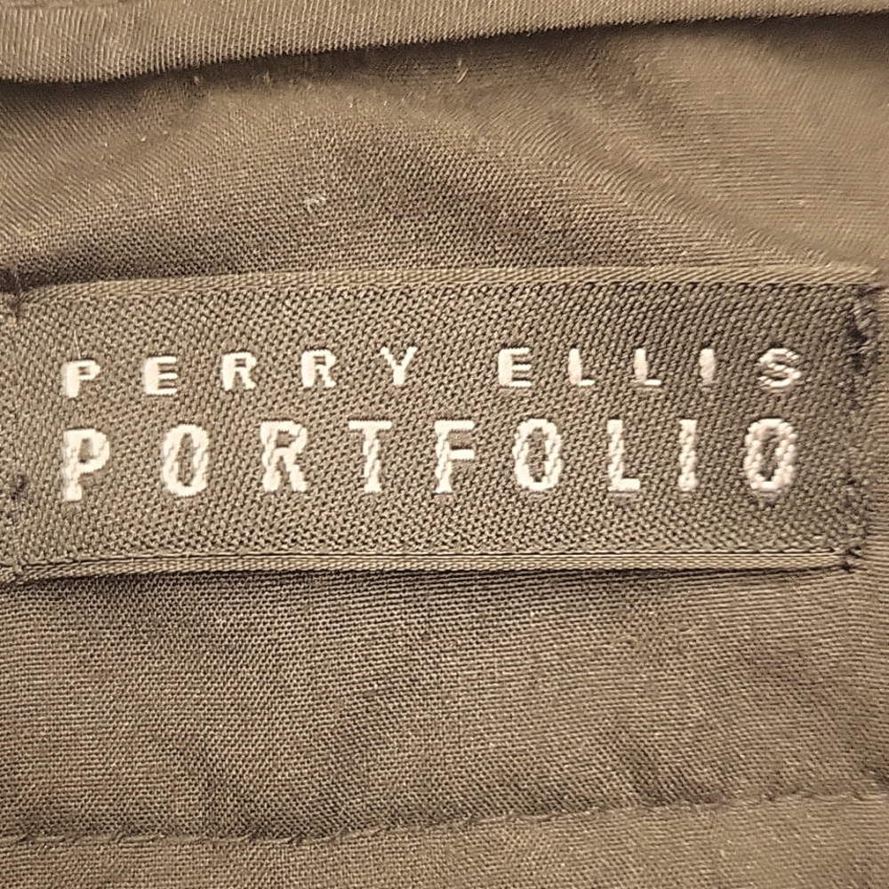 Beautiful & Soft Perry Ellis Dark Olive Front Pleated Men's Slacks, 32/31 - Picture 11 of 12